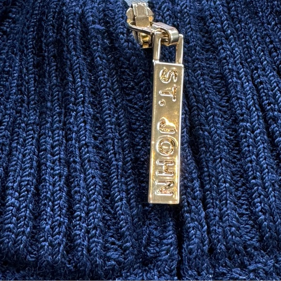 St. John Sport Wool Zip Sweater Jacket Navy Petite - Picture 2 of 10